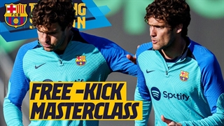 آخرین تمرین بارسلونا قبل از بازی با اینترسیتی; هنر ضربه آزاد مارکوس آلونسو!