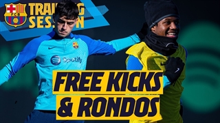 آخرین تمرین بارسلونا قبل از بازی با ختافه; ضربات آزاد مهیج فاتی!