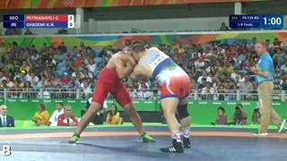 1/4 FS - 125 kg: K. GHASEMI (IRI) df. G. PETRIASHVILI (GEO), 4-4