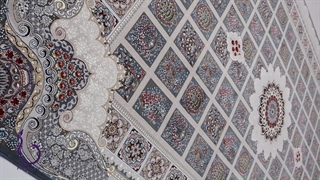 فرش 700 شانه - طرح فلورا دودی با تراکم 2550 آکریلیک