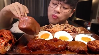 ASMR 먹방창배 함박스테이크 통스팸 냉장고파먹기 먹방 대박 레전드 Hamburger Steak mukbang Legend koreanfood eatingshow asmr kfoo