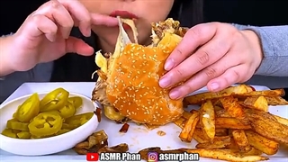 ASMR GIANT SWISS MUSHROOM FAIR CHEESEBURGER MUKBANG EATING SOUNDS (Eating Show) ASMR Phan