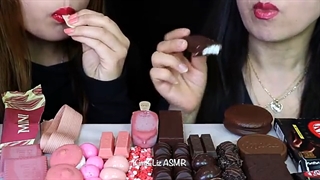 ASMR CAKE POPS, PINK MAGNUM ICE CREAM, MILKA CHOCOLATE, KINDER BUENO, KITKAT, NERDS ROPE, GUMMY 먹방