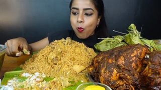 ASMR Eating Spicy Arabic Whole Chicken,Dum Biryani,Curry,Rice,Parotta Big Bites ASMR Eating Mukbang
