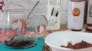 ماگ پیرکس یونیکورن درب چوبی-همزن دستی باطری خور