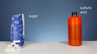 واکنش بین سولفوریک اسید و قند و شکر !
