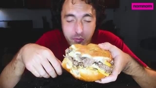 HUGE 4 CHEESE TRIPLE BURGER ! ASMR ( Real Sounds | Nomnomsammieboy