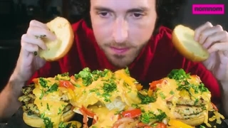 ASMR EATING MESSY NACHO CHEESE BURGERS ! * food sounds no talking mukbang *
