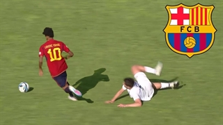 مهارت دیوانه کننده لامینه یامال ستاره 15 ساله بارسلونا در مسابقات یورو 17 سال