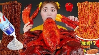 اسمرفود هیو ( هایو) : چالش خوردن لابستر ، نودل تند و تنقلات ( موکبانگ ) - موج کره ای