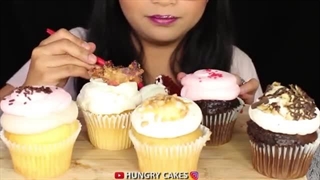 ASMR ASSORTED CUPCAKES Eating Sounds and Whispering MUKBANG Patty's Cakes and Desserts