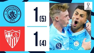 خلاصه بازی منچسترسیتی 1 (5)-(4) 1 سویا (فینال سوپرکاپ اروپا)