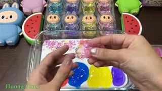 LABUBU Slime !!! Mixing random thing into GLOSSY Slime I Satisfying Huong Slime