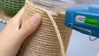 ساخت گلدان با نخ کنفی